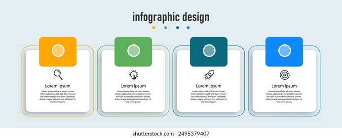 Plantilla de negocios de diseño infográfico. línea de tiempo con 4 pasos, opciones. se puede utilizar para diagrama de flujo de trabajo, infograma, Diseño web. Ilustración vectorial.	