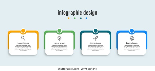 Infographic design business template. timeline with 4 steps, options. can be used for workflow diagram, info chart, web design. vector illustration.	