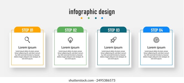 Plantilla de negocios de diseño infográfico. línea de tiempo con 4 pasos, opciones. se puede utilizar para diagrama de flujo de trabajo, infograma, Diseño web. Ilustración vectorial.	