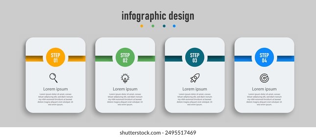Plantilla de negocios de diseño infográfico. línea de tiempo con 4 pasos, opciones. se puede utilizar para diagrama de flujo de trabajo, infograma, Diseño web. Ilustración vectorial.	