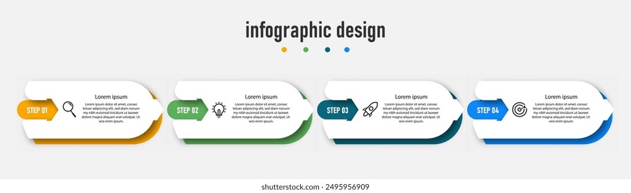 Infographic design business template. timeline with 4 steps, options. can be used for workflow diagram, info chart, web design. vector illustration.	