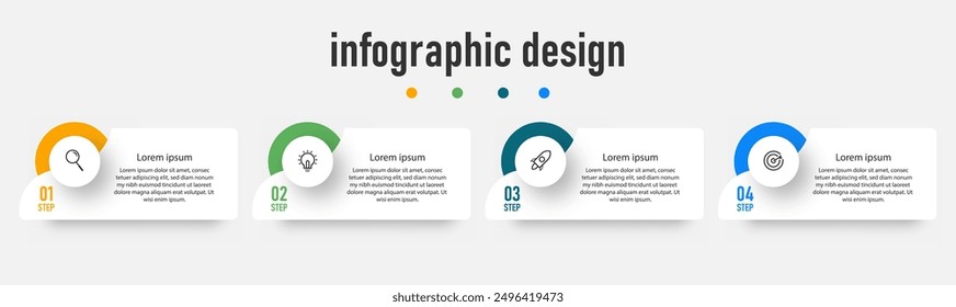Infographic design business template. timeline with 4 steps, options. can be used for workflow diagram, info chart, web design. vector illustration.	
