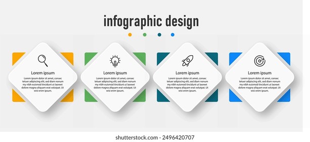 Infographic design business template. timeline with 4 steps, options. can be used for workflow diagram, info chart, web design. vector illustration.	