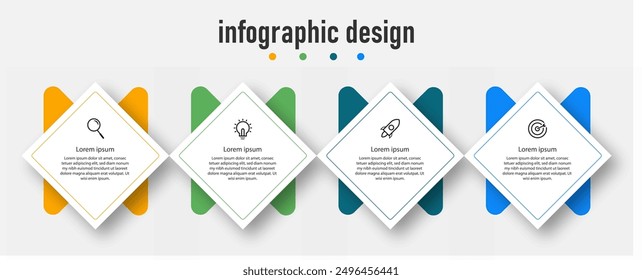 Infografía de diseño de Plantilla de negocios. línea de tiempo con 4 pasos, opciones. se puede utilizar para el diagrama de flujo de trabajo, gráfico de información, Diseño web. Ilustración vectorial.	