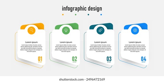 Infografía de diseño de Plantilla de negocios. línea de tiempo con 4 pasos, opciones. se puede utilizar para el diagrama de flujo de trabajo, gráfico de información, Diseño web. Ilustración vectorial.	