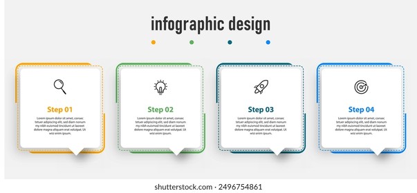 Infographic design business template. timeline with 4 steps, options. can be used for workflow diagram, info chart, web design. vector illustration.	