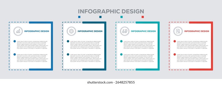 Infographic design business template. timeline with 4 steps, options. can be used for workflow diagram, info chart, web design. vector illustration.