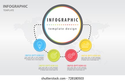 Infographic design chart template with circle 4 options.