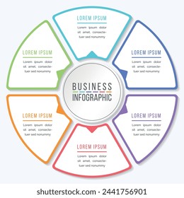 Infographic design circle 6 steps or elements business information colored