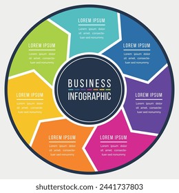 Infographic design circle 7 steps or elements business information colored template