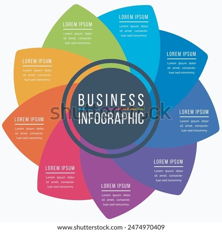 Infographic design circle 9 Steps, objects, elements or options business information template