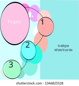 Infographic design Circle frame, topic, 3-step sorting, template design, for adding text with place for your data in the presentation of  soft colors  For science education children,Palette color