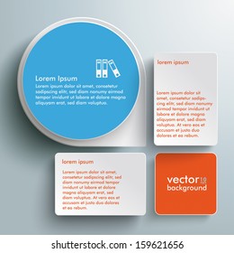 Infographic design with circle and rectangles on the grey background. Eps 10 vector file.