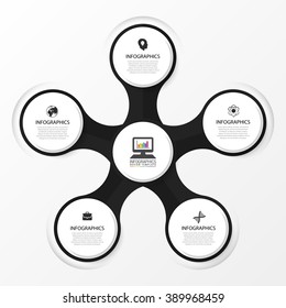 Infographic design circles on the grey background. Vector illustration