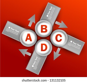 Infographic design with circles in red and gray colors