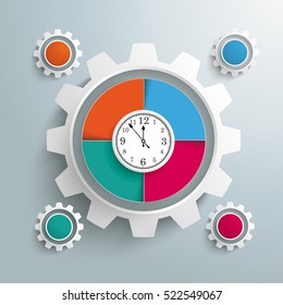 Infographic design with clock and gear on the gray background. Eps 10 vector file.