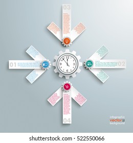 Infographic design with clock and gears on the gray background. Eps 10 vector file.