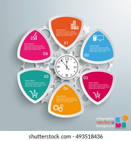 Infographic design with clock on the gray background. Eps 10 vector file.