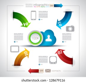 Infographic design  for Cloud computing - original paper geometric shape with shadows. Ideal for statistic data display.