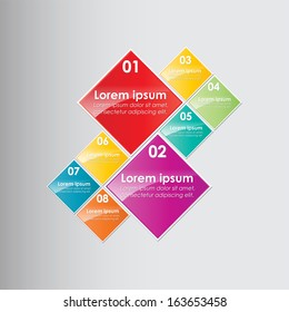 Infographic design with color rectangle squares on the grey background. (EPS10 Vector)