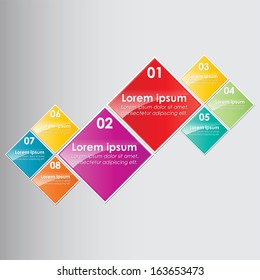 Infographic design with color rectangle squares on the grey background. (EPS10 Vector)