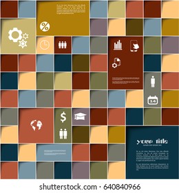 Infographic design with color rectangles and internet icons
