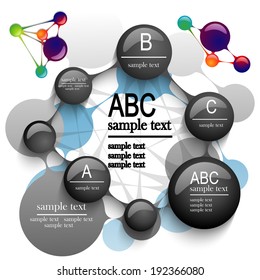 Infographic design with colored circles on the white background
