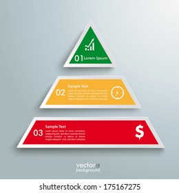 Infographic design with colored pyramid on the grey background. Eps 10 vector file.