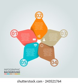 Infographic design with colored rhombus star. Template for your business presentation with text areas