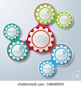 Infographic design with colored and white circles on the grey background. Eps 10 vector file.