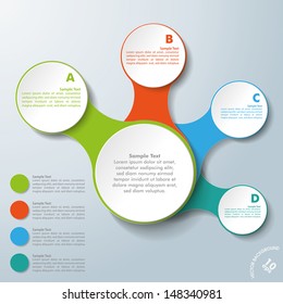 Infographic design with colored and white circles on the grey background. Eps 10 vector file.