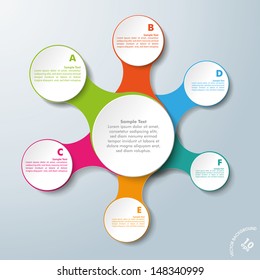 Infographic design with colored and white circles on the grey background. Eps 10 vector file.