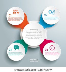 Infographic design with colored and white circles on the grey background. Eps 10 vector file.