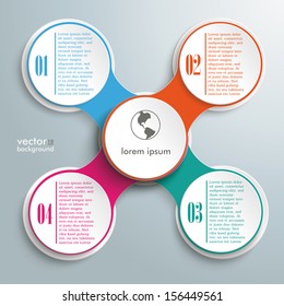 Infographic design with colored and white circles on the grey background. Eps 10 vector file.