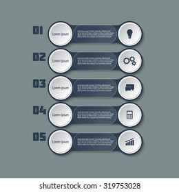Infographic design with colored and white circles on the grey background. Eps 10