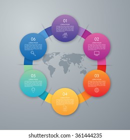 Infographic design with colored and white circles on the grey background. Eps 10 vector file.