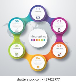 Infographic design with colored and white circles on the grey background. Eps 10 vector file.