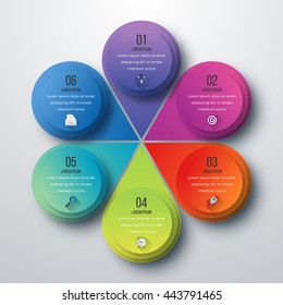 Infographic design with colored and white circles on the grey background. Eps 10 vector file.