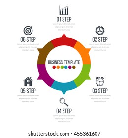 Infographic design with colored and white circles on the grey background. Eps 10 vector file.