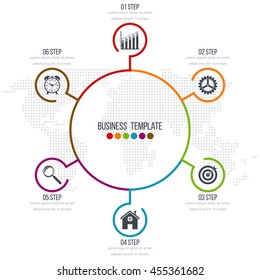 Infographic design with colored and white circles on the grey background. Eps 10 vector file.