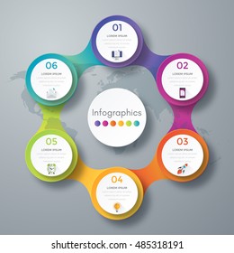 Infographic design with colored and white circles on the grey background. Eps 10 vector file.