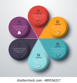 Infographic design with colored and white circles on the grey background. Eps 10 vector file.