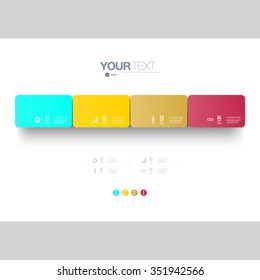 Infographic design with colorful 3d boxes on simple background with numbers and text  can be used for workflow layout, diagram, chart, number options, web design.  Eps 10 stock vector illustration 