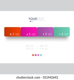 Infographic design with colorful 3d boxes on simple background with numbers and text  can be used for workflow layout, diagram, chart, number options, web design.  Eps 10 stock vector illustration 