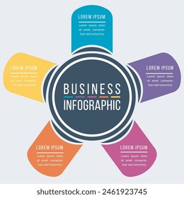 Infographic design colorful 5 steps, objects, elements or options information