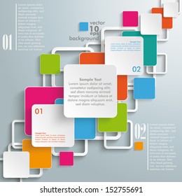 Infographic design with colorful rectangle squares on the grey background. Eps 10 vector file.