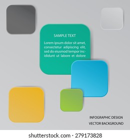 Infographic design with colorful rectangle squares on the gray background