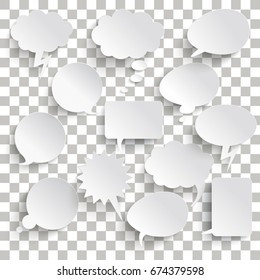 Infographic design with communication bubbles with transparent shadows on the checked background. Eps 10 vector file.