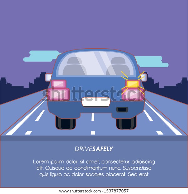 infographic design of drive safely concept\
with car icon over purple background, colorful design vector\
illustration