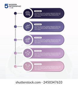 Elemento de diseño infográfico con 5 pasos e iconos de negocios. Iconos infográficos de línea de tiempo diseñados para la Plantilla de fondo abstracto